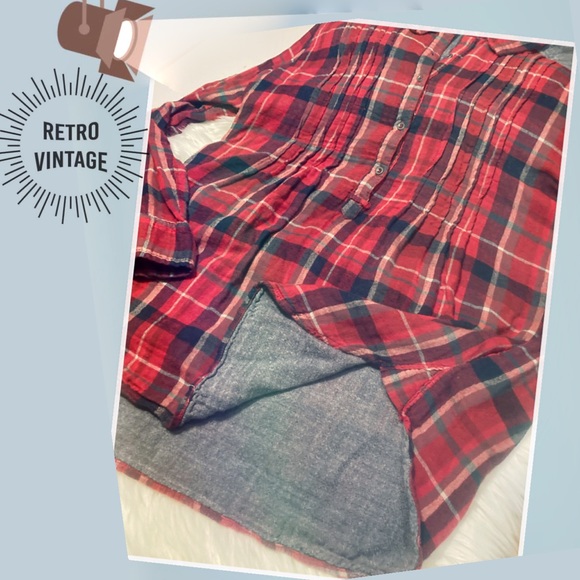 Vintage America Blues Tartan/chambray Flannel Artisan gorpcore style Shirt - Picture 5 of 10